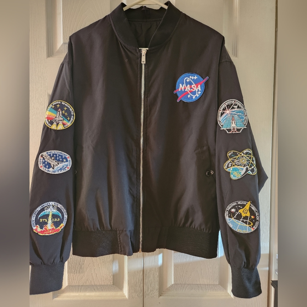NASA Bomber Flight Jacket Street Mission Badges Official Logo History Science